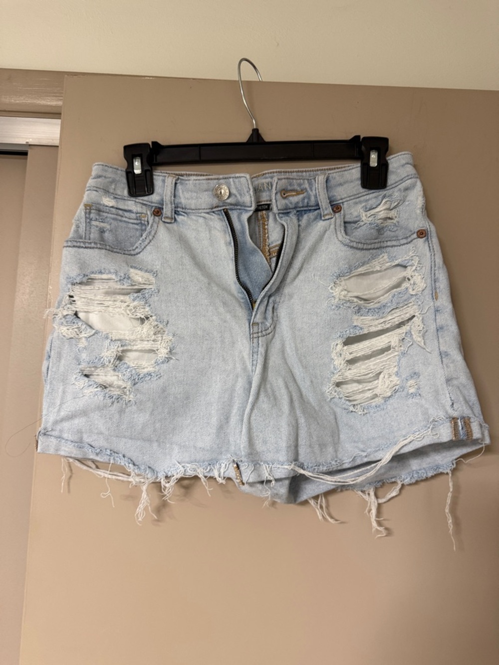 American Eagle Outfitters Light Blue Distressed Denim Jean Shorts